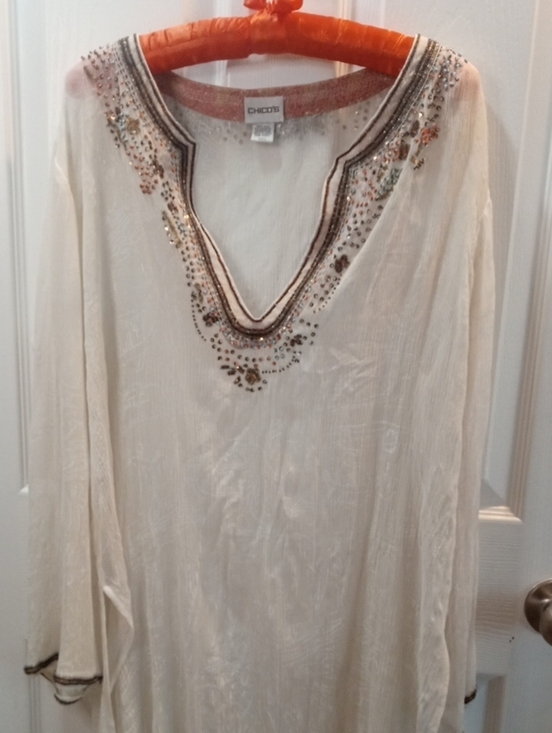 Chico's Tops - CHICO' EMBELLISHED SILK TUNIC
